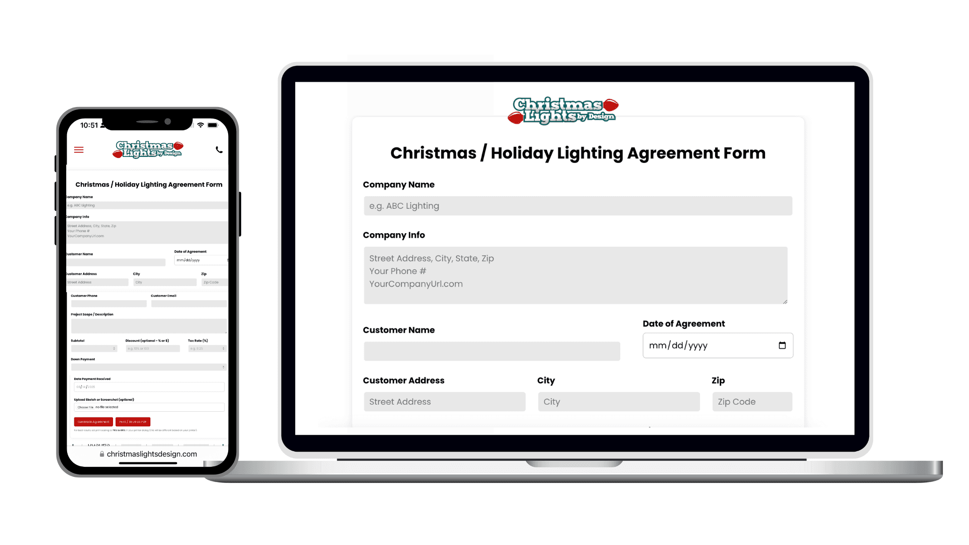 ADD > Holiday Lighting Agreement Form Tool - Lifetime Access