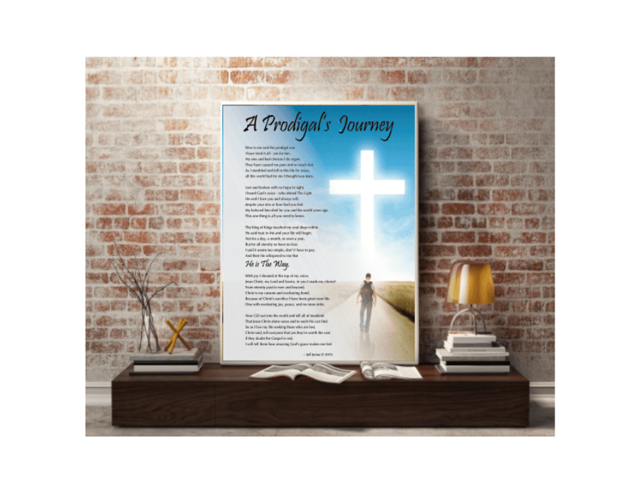 A Prodigal's Journey (Poem) - Man Walking to Cross - Print 11x14